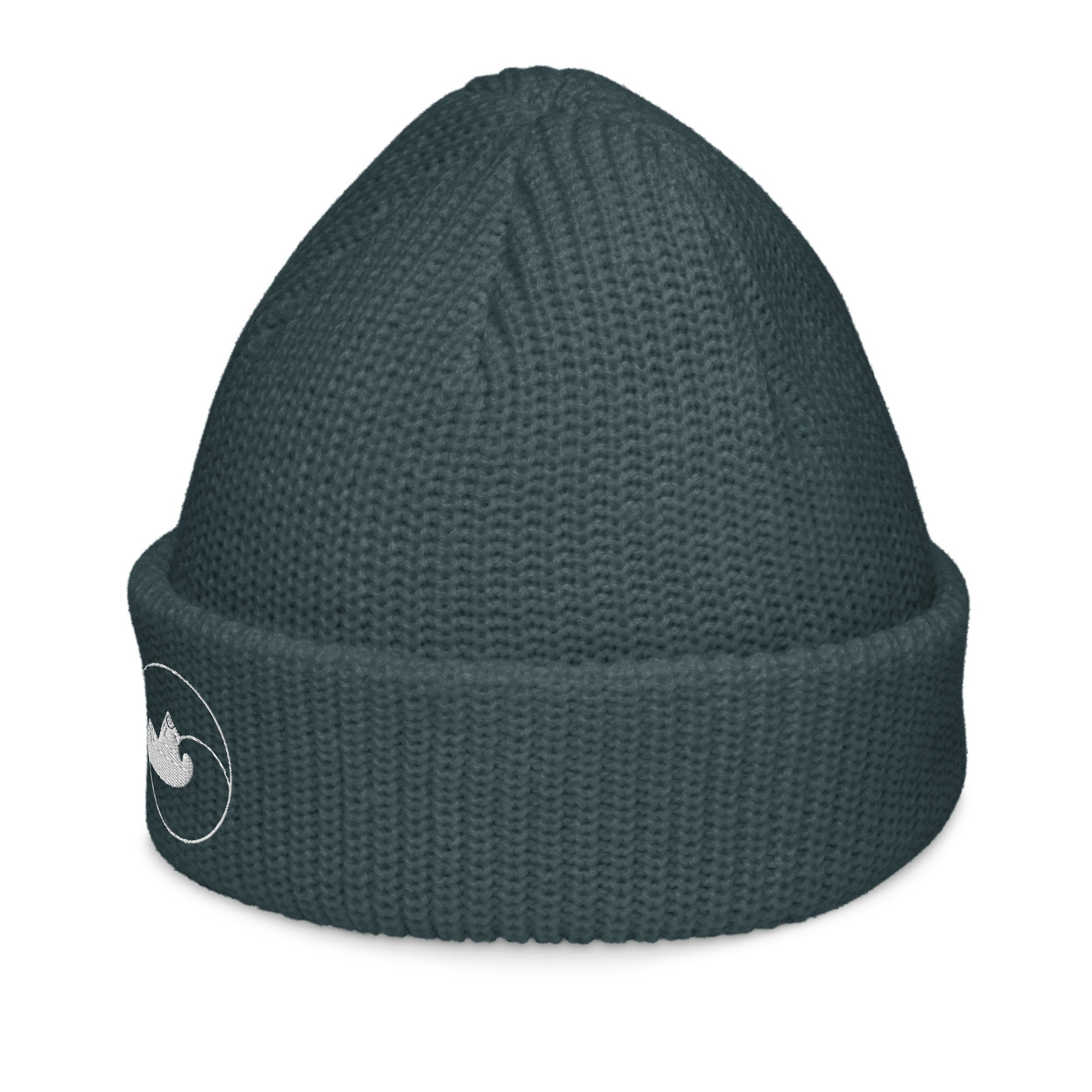 petrol blue fisherman beanie left