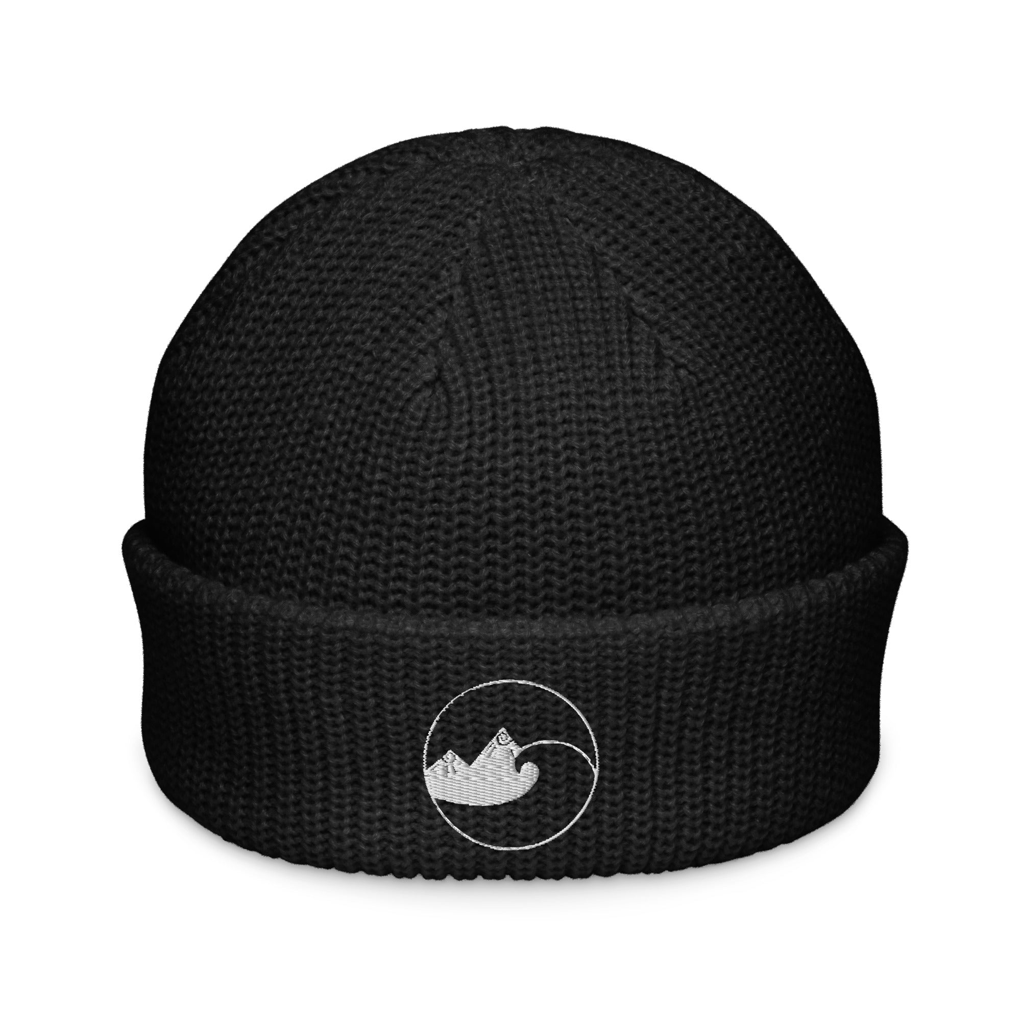 black fisherman beanie front
