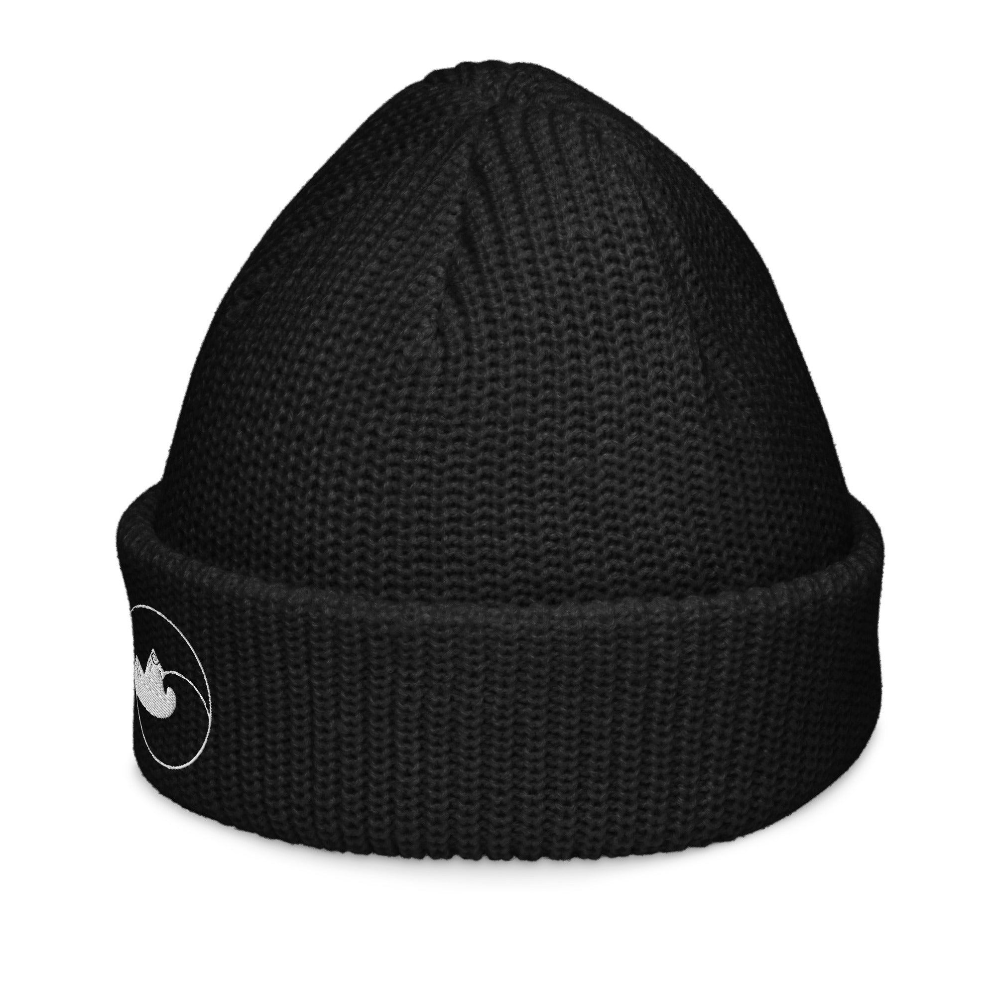 black fisherman beanie left