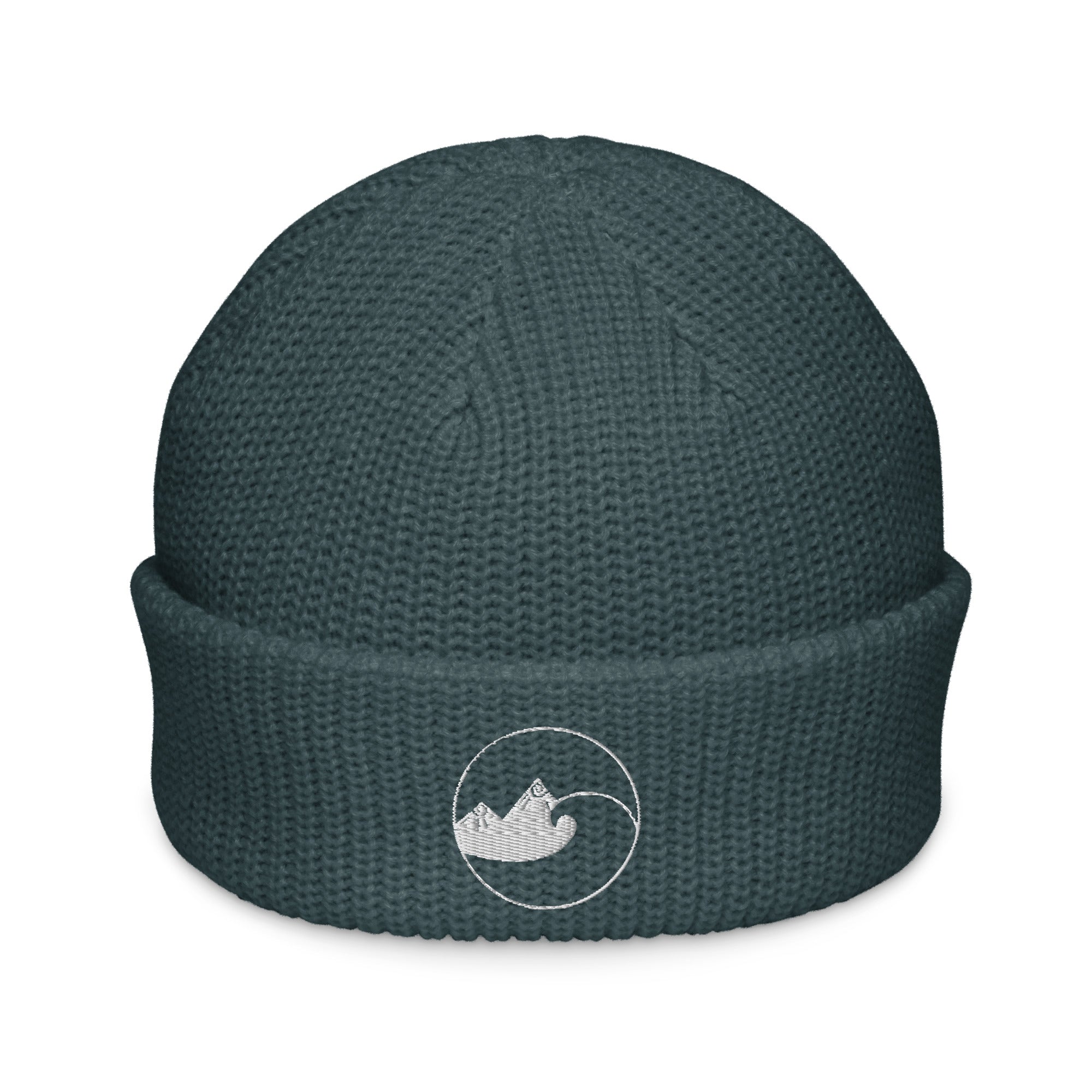 petrol blue fisherman beanie front