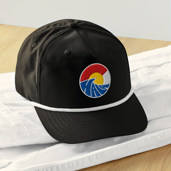 Hala Gear Gramps Hat in black and white — classic rope golf cap style